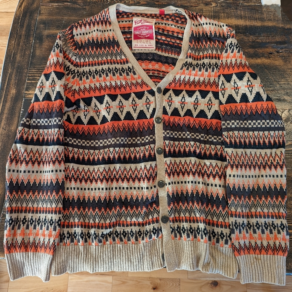Neo-Faire Isle print vintage style cardigan XL
